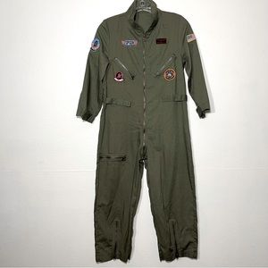 Leg Avenue Child’s Medium Top Gun Flight Suit Halloween Costume Dark Olive Green